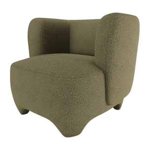 NOA - Fauteuil en laine bouclée vert kaki