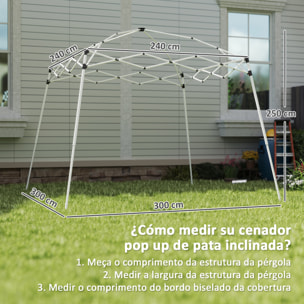 Toldo de Pérgola de Recambio 3x3m Techo de Repuesto para Carpa Plegable de Jardín de Tela Oxford con Protección UPF 50+ Impermeable Cierres de Velcro y Ganchos Elásticos Blanco
