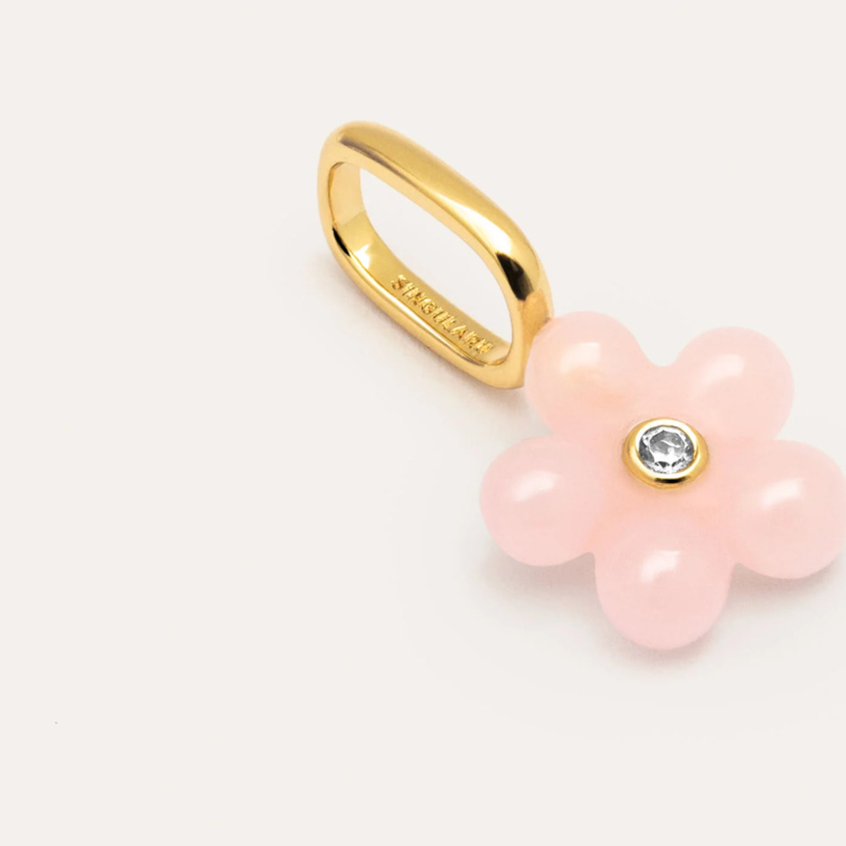 Charm Flower Pink  Argento Placcato Oro