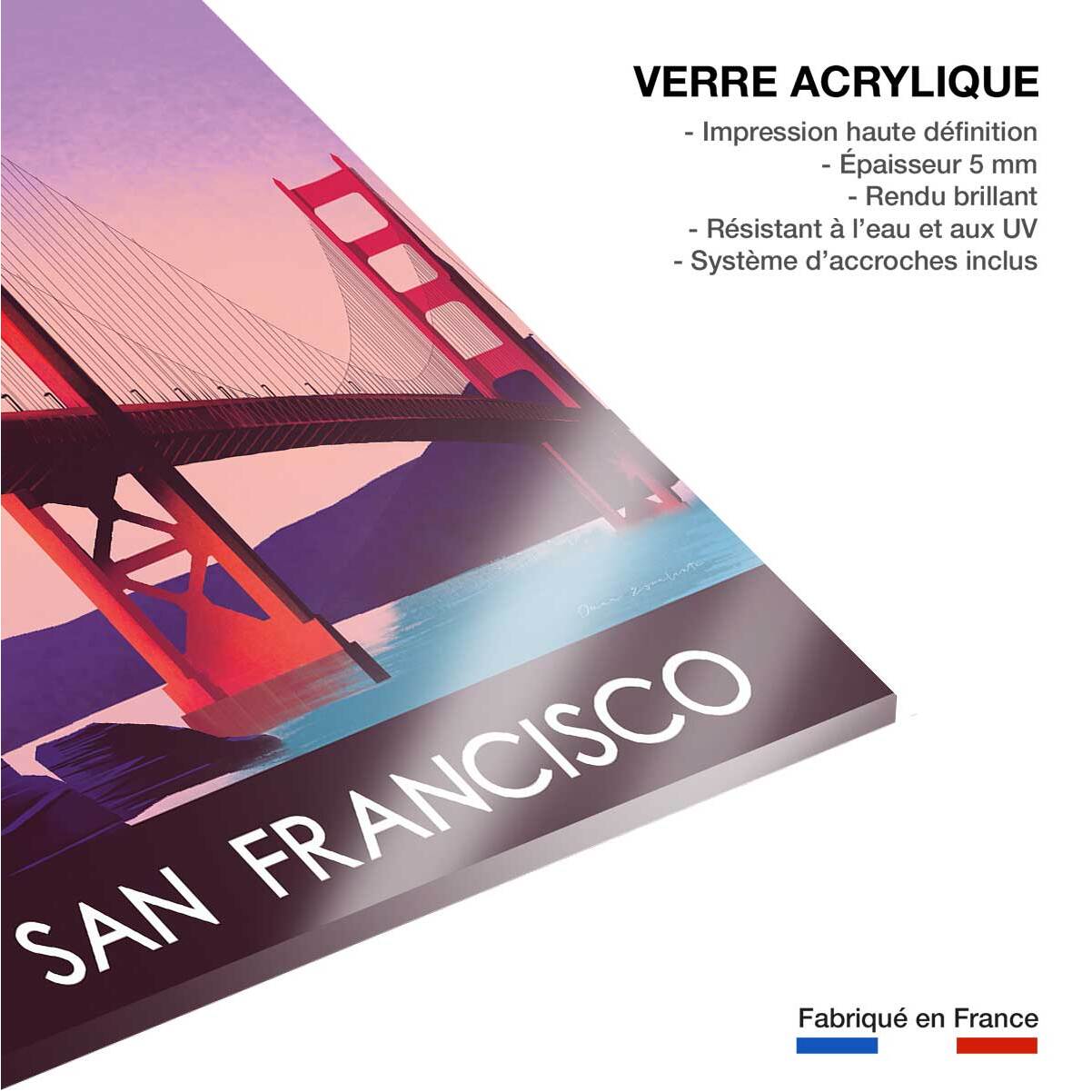Tableau deco ville Le pont de San Francisco Tableau plexiglas