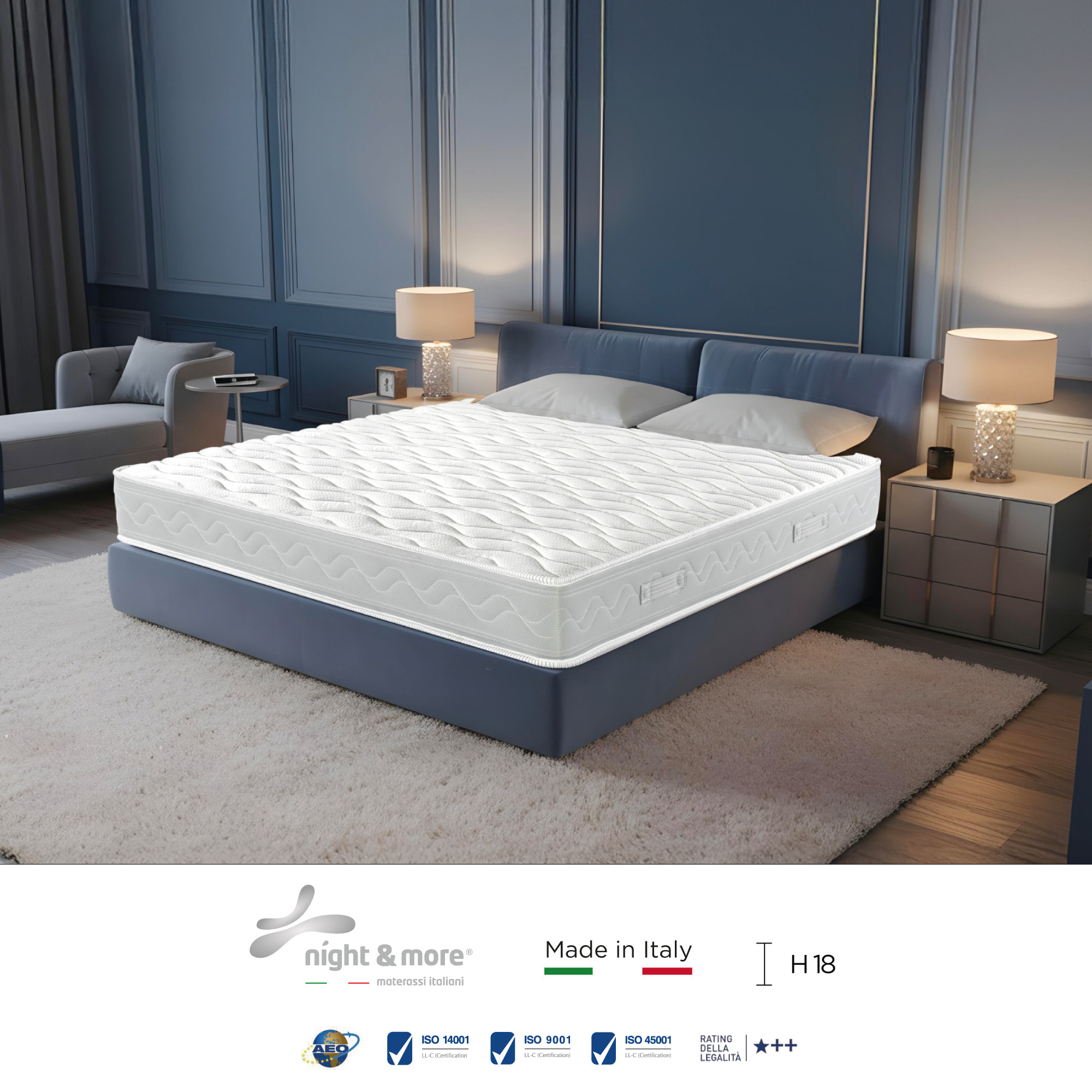 "Sogno" H18 cm 140x200 coppia guanciali Memory OMAGGIO 1cm memory foam