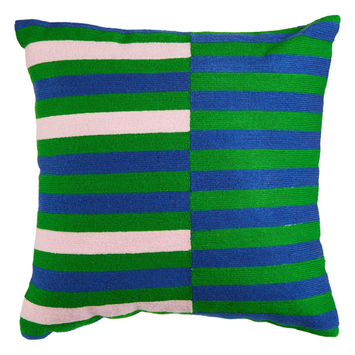 Coussin brodé "Disso" vert 40x40cm