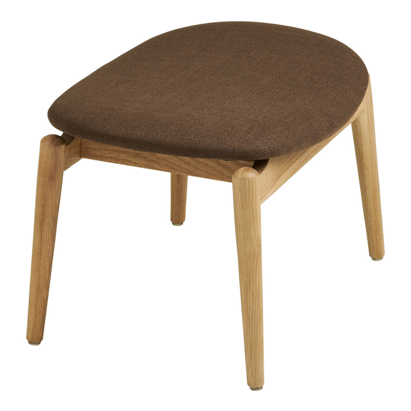 Olvera - Poggiapiedi in poliestere naturale/marrone con gambe in rovere FSC® 53,5x43x38 cm