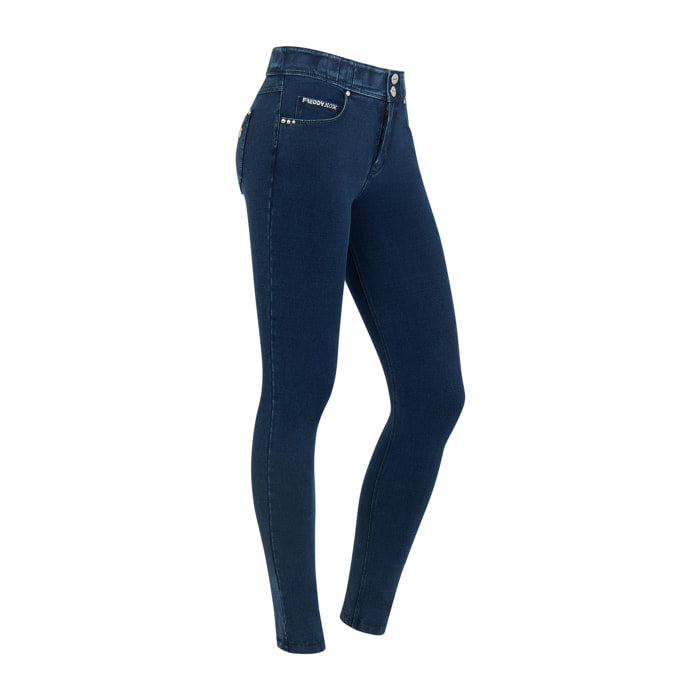 Pantalone jeggings skinny vita media in jersey denim