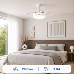 Ventilador de Techo con Luz LED y 4 Aspas Retráctiles Keteez InnovaGoods Blanco 72 W Ø49-104 cm