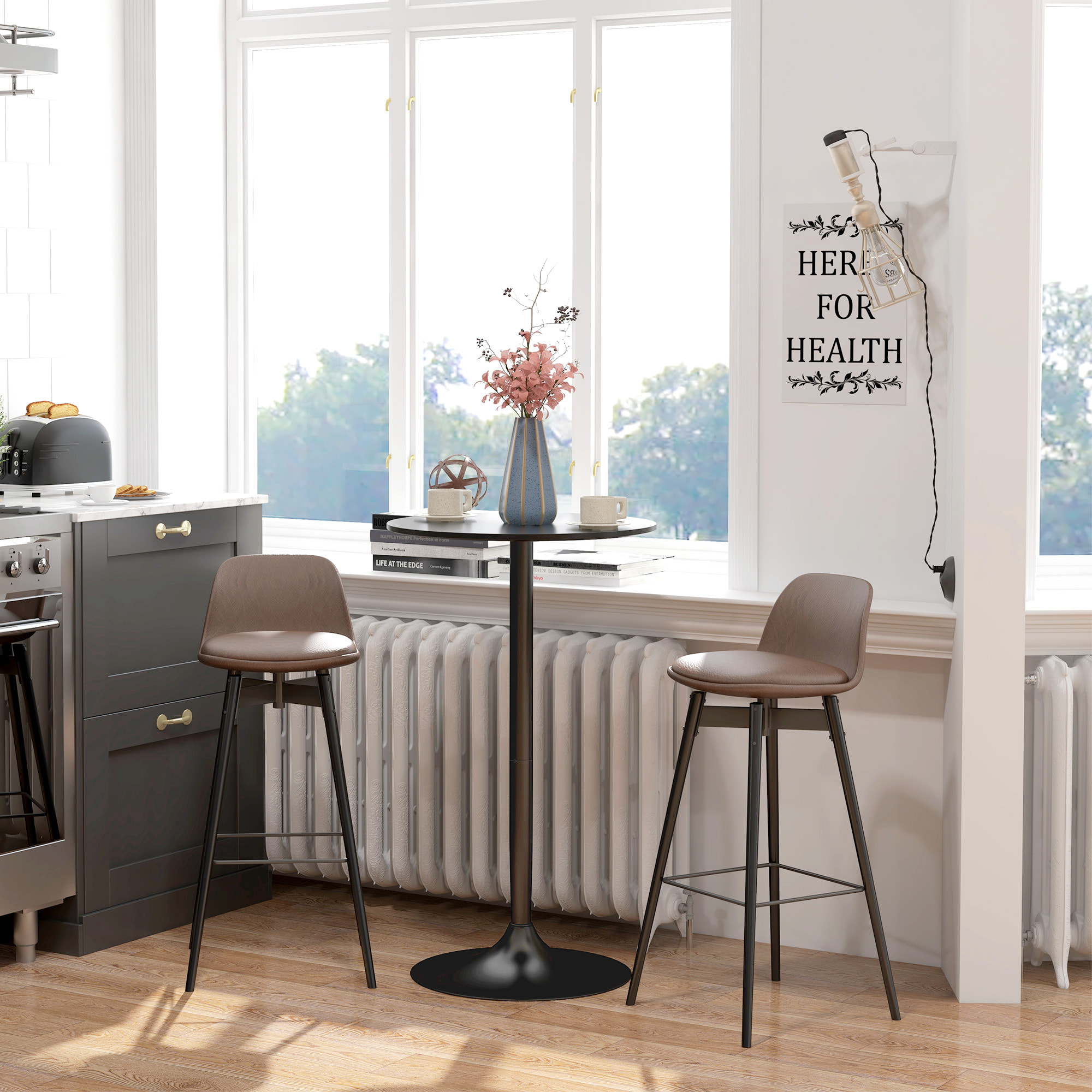 Table de bar ronde style contemporain dim. 60L x 60l x 102H cm noir