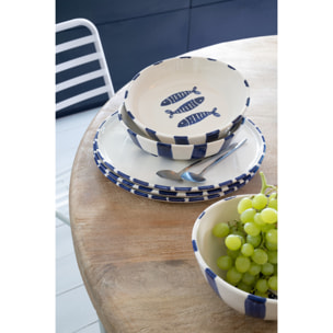 J-Line Assiette Poisson - céramique - bleu foncé