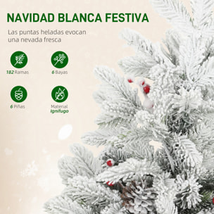 Árbol de Navidad con 35 Luces LED, 60 cm, Mini Árbol de Navidad Artificial con 182 Ramas Densas con Nieve, Piñas, Bayas y Base de Arpillera, Decoración Navideña de Mesa para Casa, Oficina Verde
