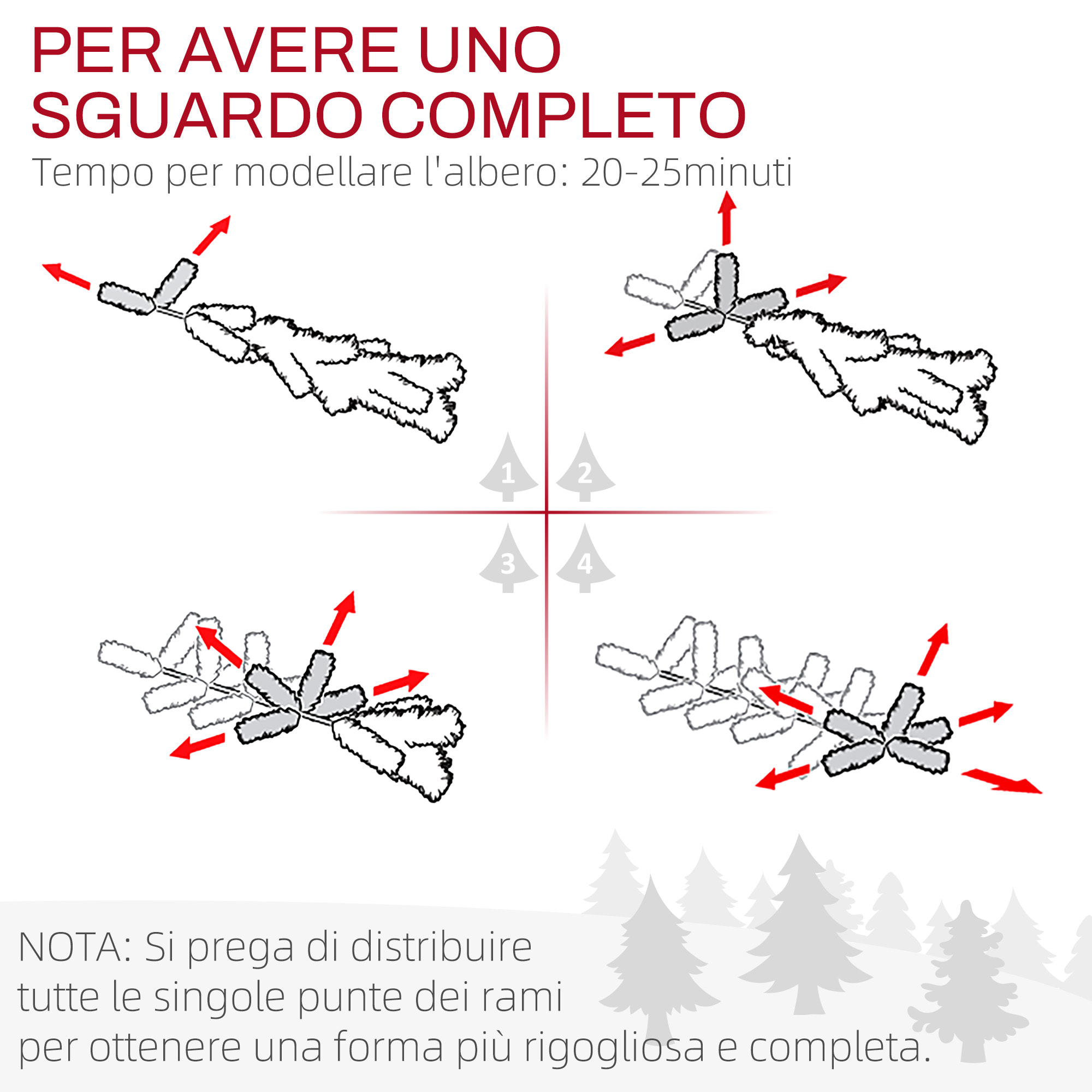 HOMCOM Albero di Natale Artificiale 180cm con 1061 Rami e Base in Metallo, Verde