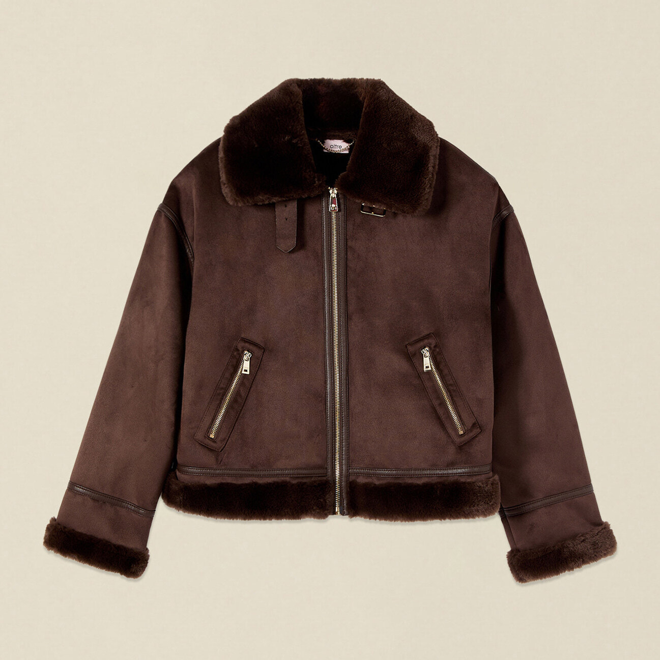 Oltre - Giubbotto effetto shearling - Marrone