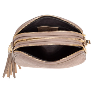 Aliminusa bolso bandolera Mujer. Piel auténtica Gamuza y Dollaro.