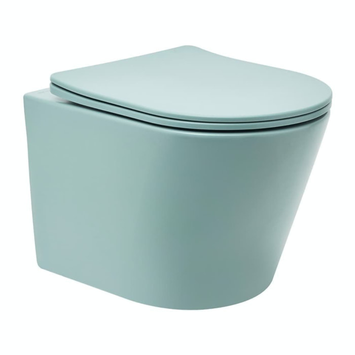 Infinitio WC suspendu sans bride en céramique avec abattant SoftClose, vert mat (SATINF010RREXPLGEM)