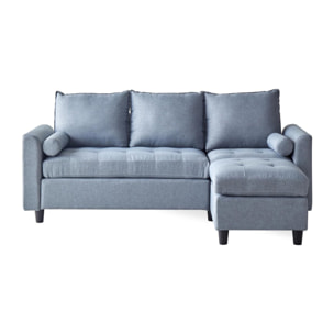 CHARLES - Canapé 3 places en tissu avec pouf gris clair