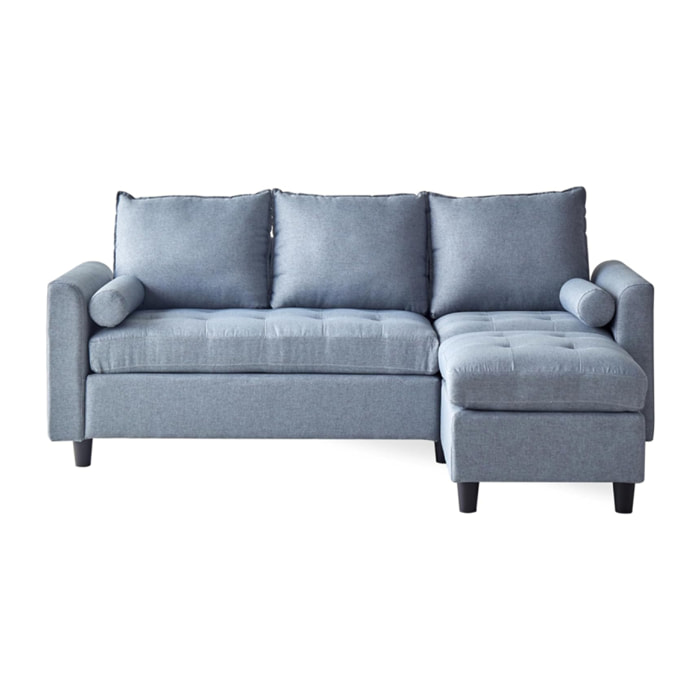 CHARLES - Canapé 3 places en tissu avec pouf gris clair