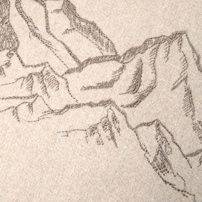 Coussin décoratif à motif montagnes brodé - Naturel