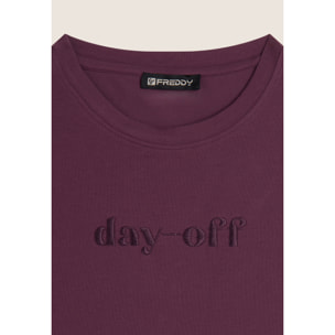 T-shirt Cropped girocollo fit comfort con ricamo