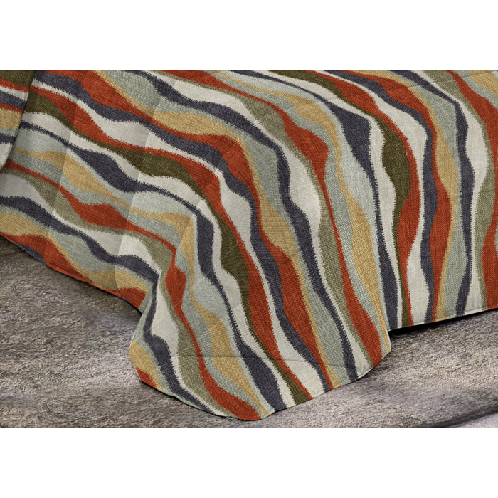 Trapunta Invernale 300gr Made in Italy Piumone Clado Linea Diadema Disegno Onda Rosso