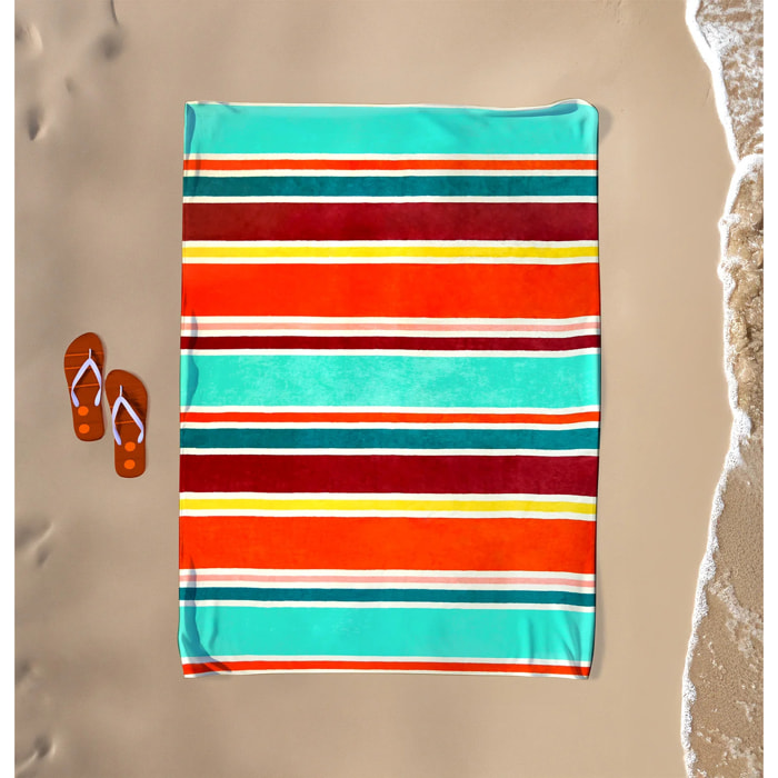 Serviette de plage XL éponge velours Jacquard Multicolore 140x180 400g/m² - Malaga