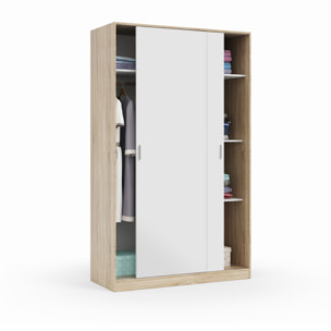 Armario 2 Puertas Correderas 120x210x50 Cm Roble Canadian/blanco