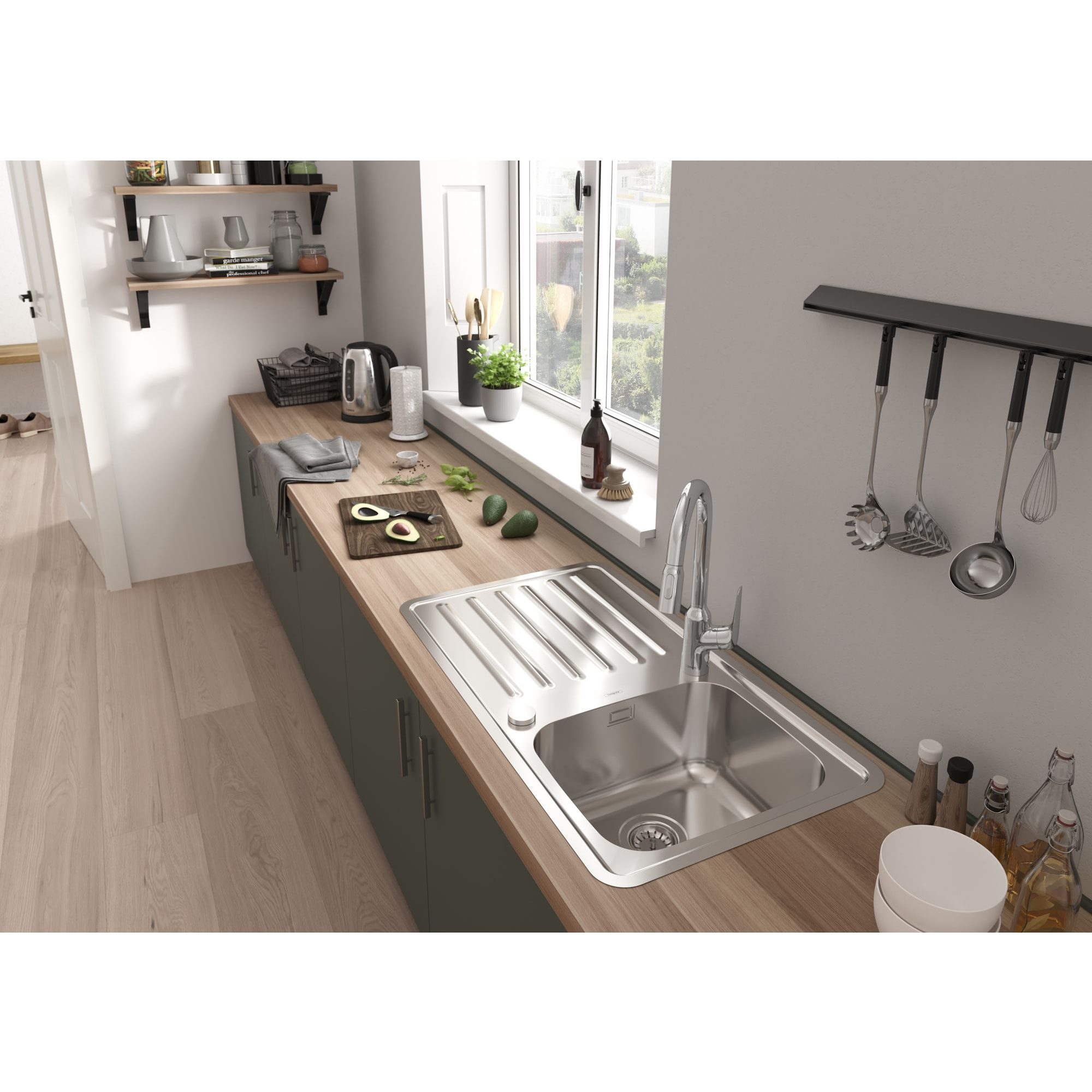 Mitigeur de cuisine 220 avec douchette extractible 2 jets chromé Focus M42