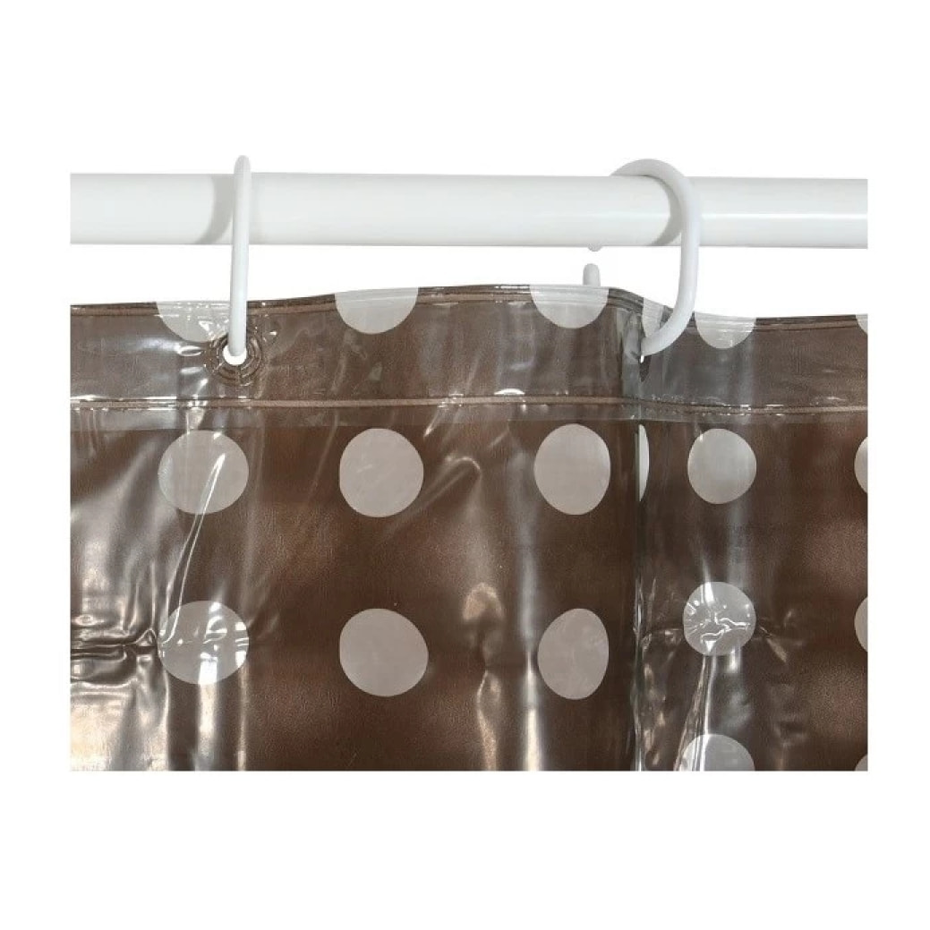 Rideau de douche PVC 180x200cm Marron - Anneaux inclus MSV