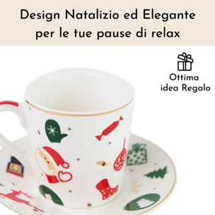 Set da caffè 6 pezzi Fantasia del Natale in porcellana