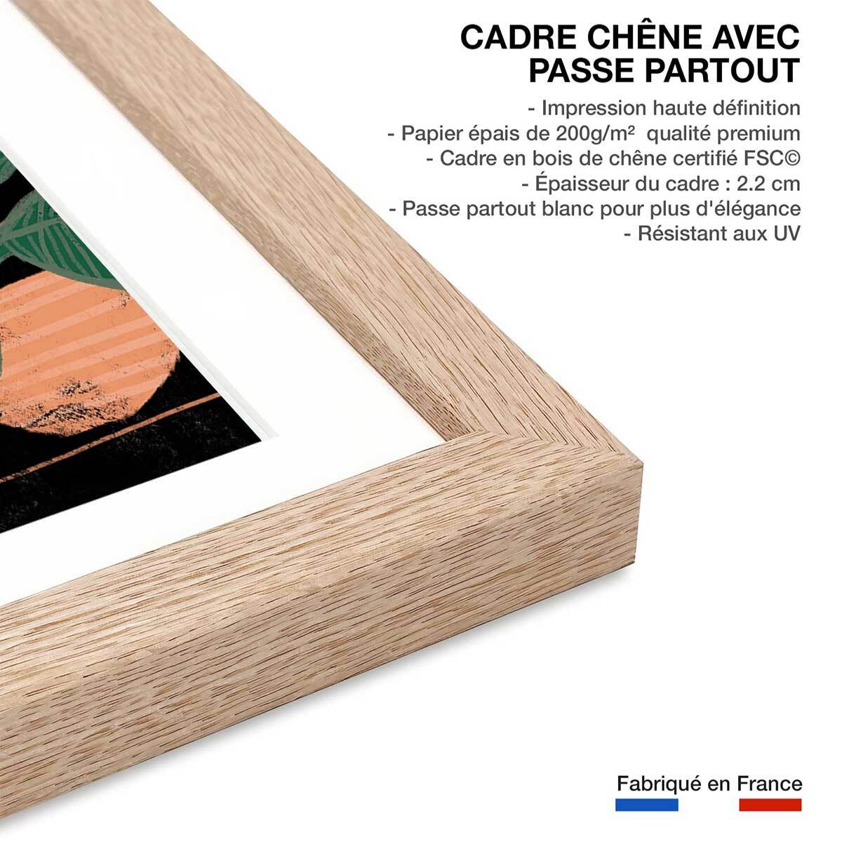 Affiche illustration chill tropical Affiche + cadre en bois - Chêne