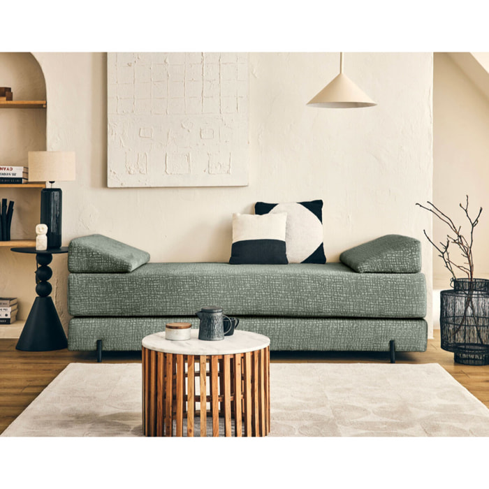 Brescia - banquette 3 places convertible en tissu velours relief - Vert