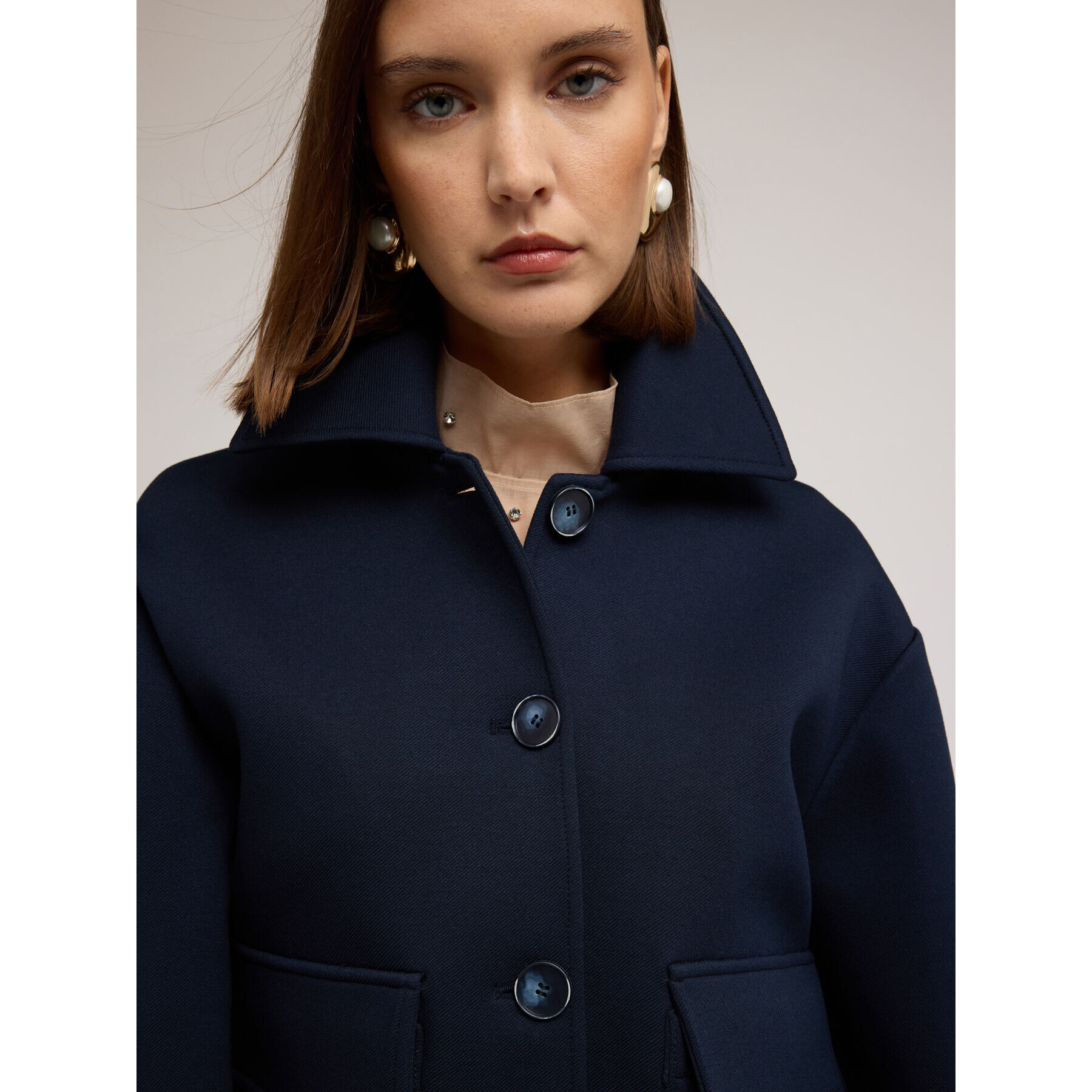 Motivi - Giacca boxy in scuba - Blu