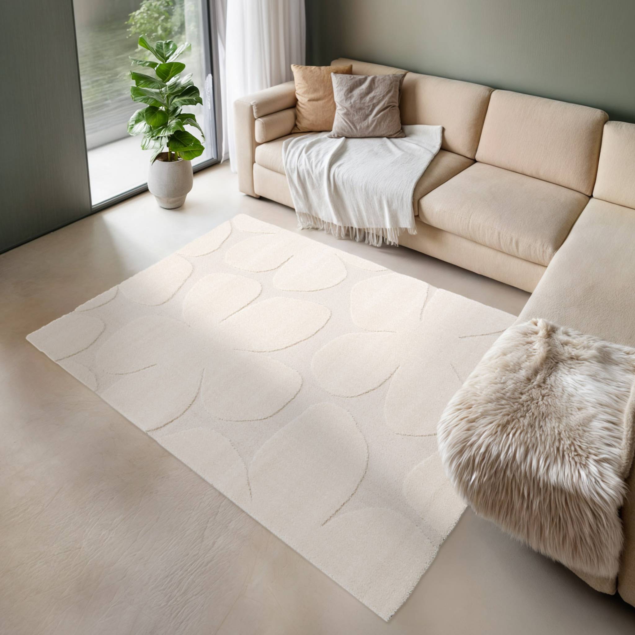 Tapis intérieur motif fleures crème Betty 120x170cm