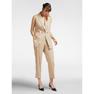 Elena Mirò - Blazer senza maniche in misto lino - Beige