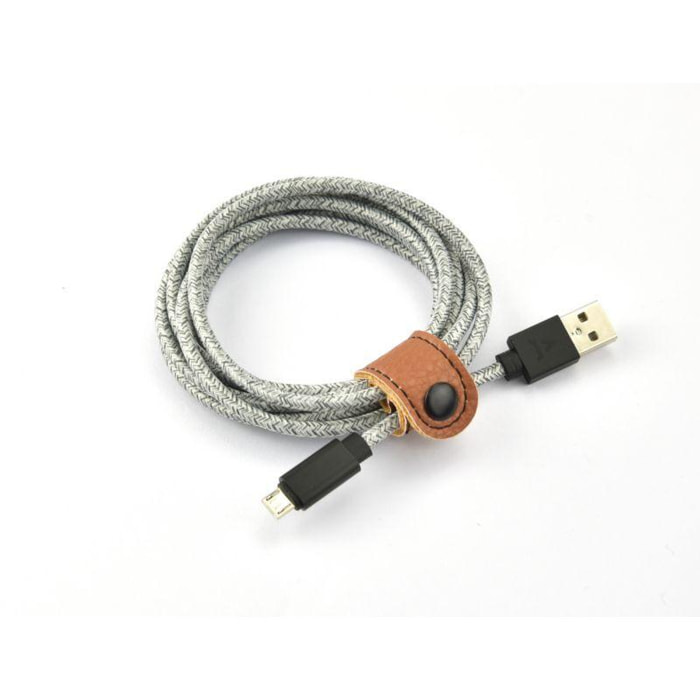 Câble micro USB ADEQWAT vers USB gris 2m tréssé