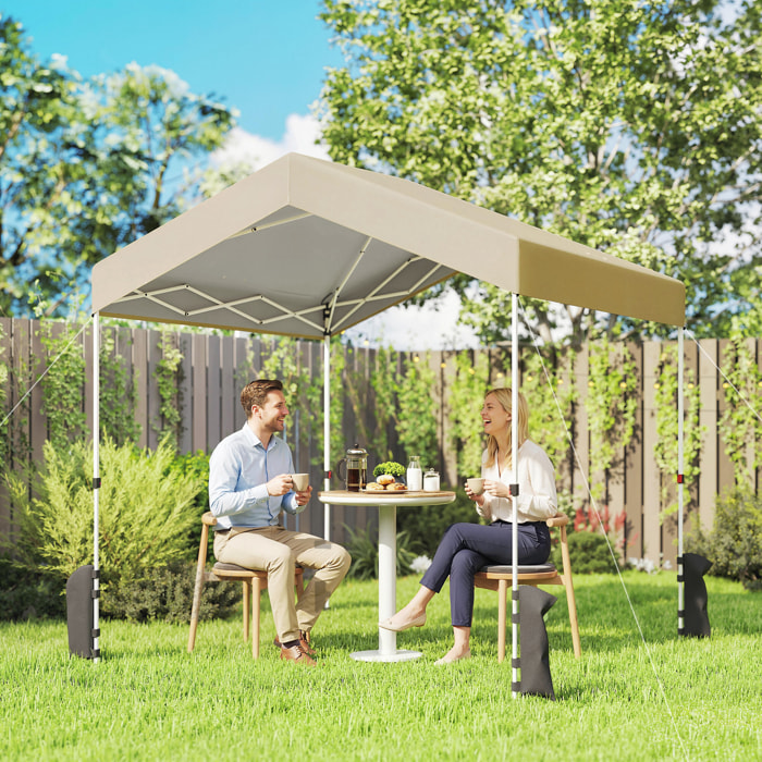Carpa Plegable 2,4x2,4 m, Pop-up, Cenador de Jardín con UPF50+, Bloqueo Central, Altura Ajustable, Bolsa de Transporte, Sacos Arena, Gazebo para Exterior, Beige