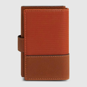 Piquadro Portacarte automatico in pelle e in tessuto riciclato, schermato con protezione RFID