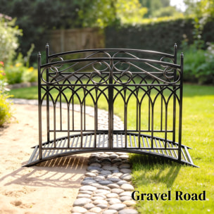 Pont de jardin métal noir style antique garde-corps latéraux max. 100 Kg