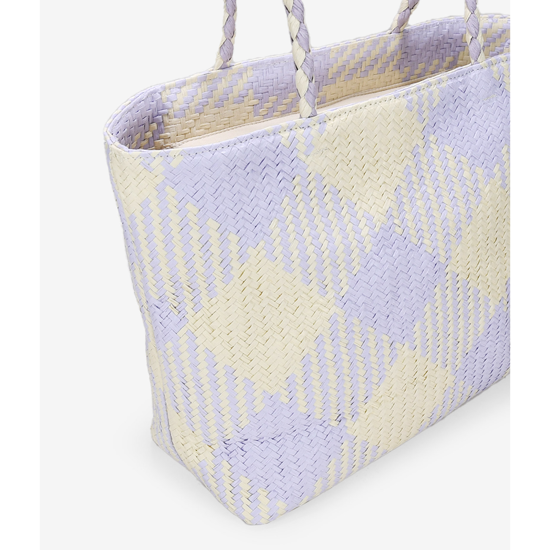 Bolso de hombro lila en rafia