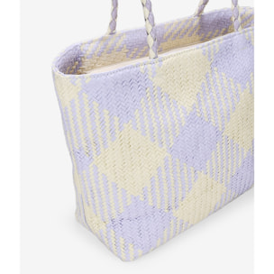 Bolso de hombro lila en rafia