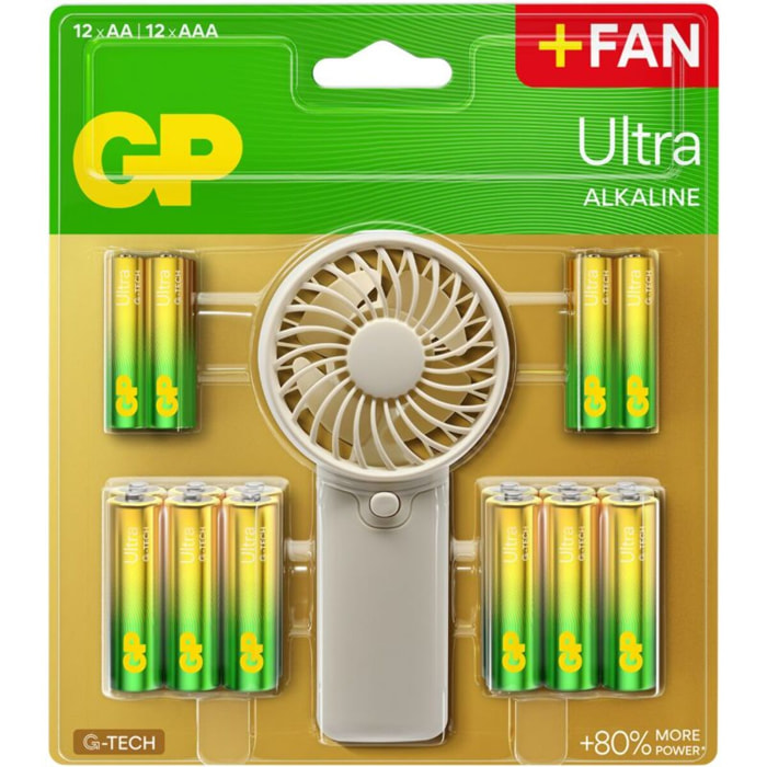 Pile GP x12 AA + x12 AAA + ventilateur