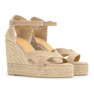 Sandalia cuña Bruna beige mujer 11cm