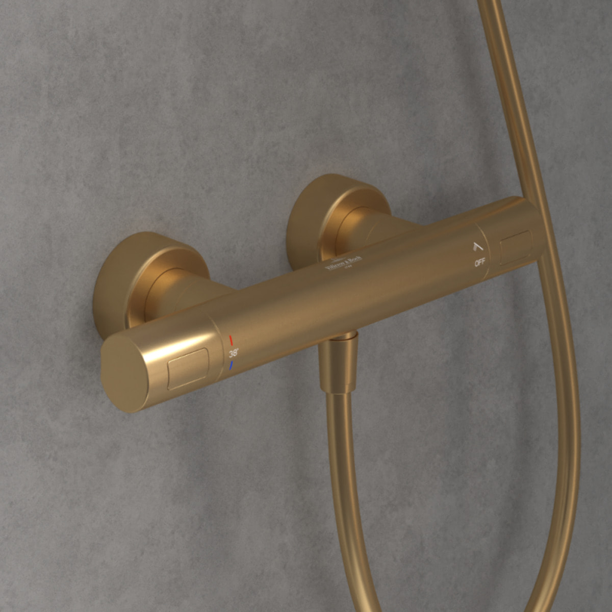 Mitigeur douche thermostatique Universal rond Or brossé