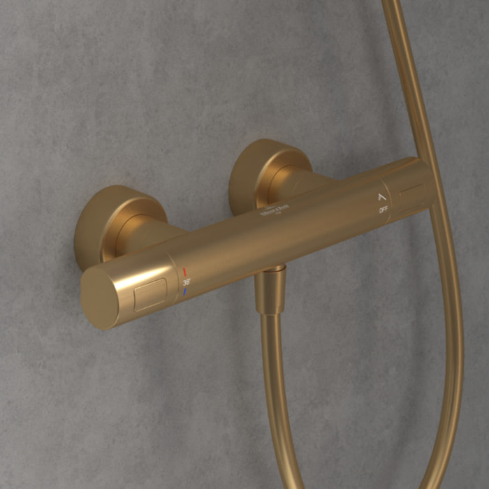 Mitigeur douche thermostatique Universal rond Or brossé