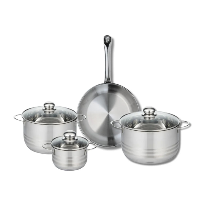 Ensemble de 1 Poêle de cuisson 28 cm et 3 faitouts 14, 20 et 24 cm Elo Profi Brillant