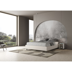 Letto matrimoniale contenitore imbottito 160x200 similpelle bianco Azelia