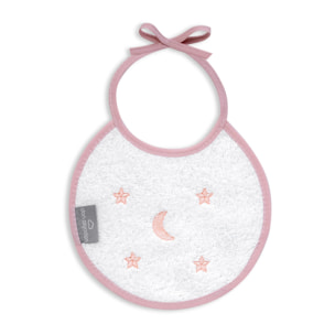 Pack 2 Baberos Don Algodon 20X20 Modelo Estrellas Luna Bco/Rosa