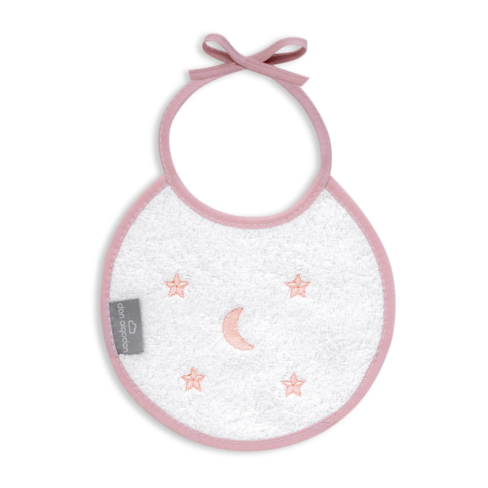 Pack 2 Baberos Don Algodon 20X20 Modelo Estrellas Luna Bco/Rosa