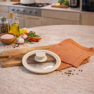 Couvercle multi-taille de 16 cm à 20 cm en verre trempé et silicone