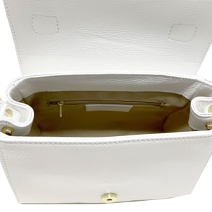 Chicca Borse - Borsa a Mano Donna in Vera Pelle - Colore Bianco