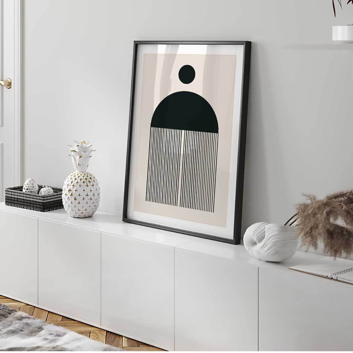 Affiche encadrée minimaliste arche graphique noire Affiche + cadre en métal - Noir