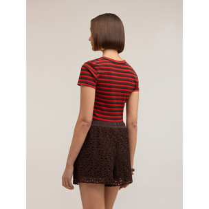 Motivi - Camiseta de rayas en jersey mezcla lurex - Rojo