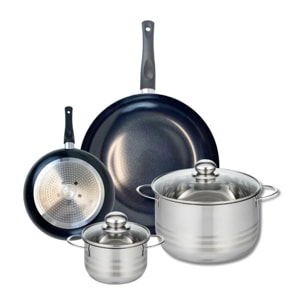 Ensemble de 2 Poêles de cuisson 20 et 32 cm et 2 faitouts 14 et 24 cm Elo Prima Brillant